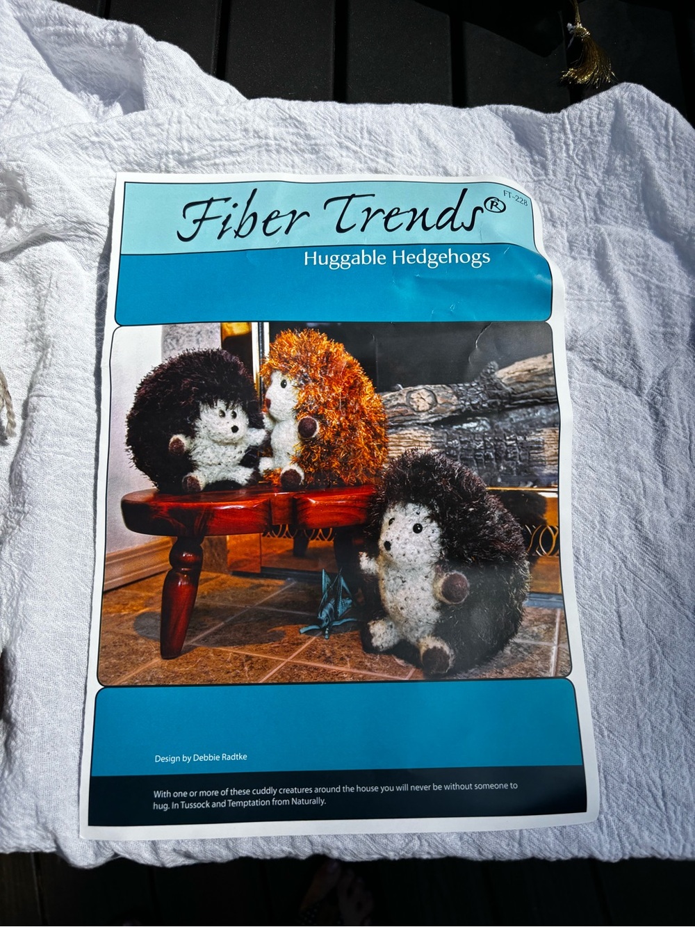 Fiber Trends Huggable Hedgehogs Plush Pattern - with 4 yarn skeins included.